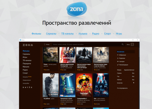 Обзор программы Zona русская версия