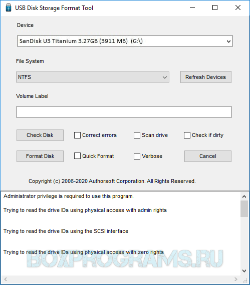 USB Disk Storage Format Tool русская версия