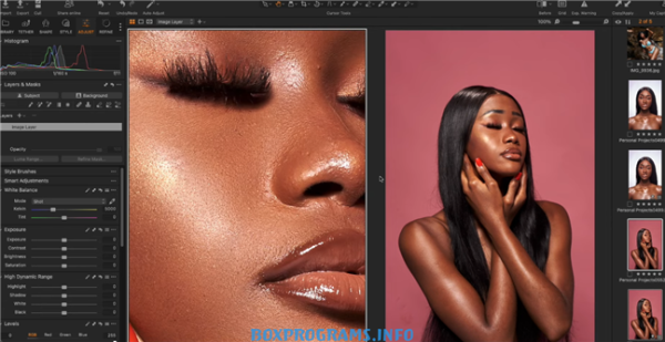 Автоматическая ретушь кожи в программе Retouch4me — сравнение до и после обработки