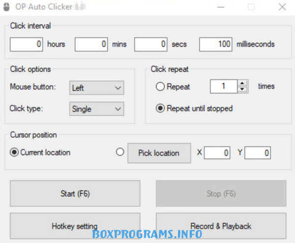 OP Auto Clicker интерфейс программы на ПК OP Auto Clicker интерфейс программы на ПК