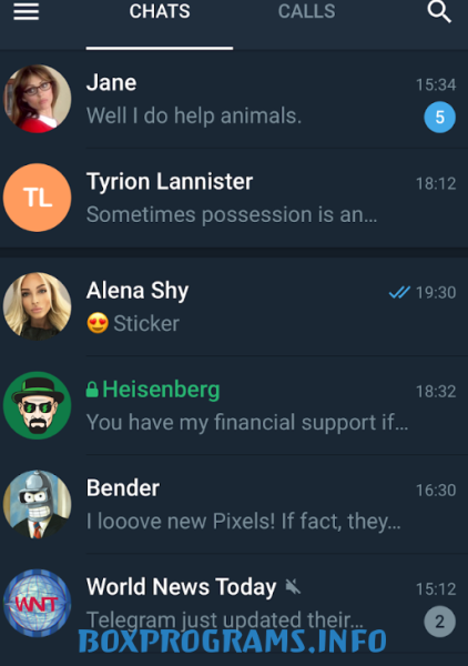 интерфейс Telegram X на Android